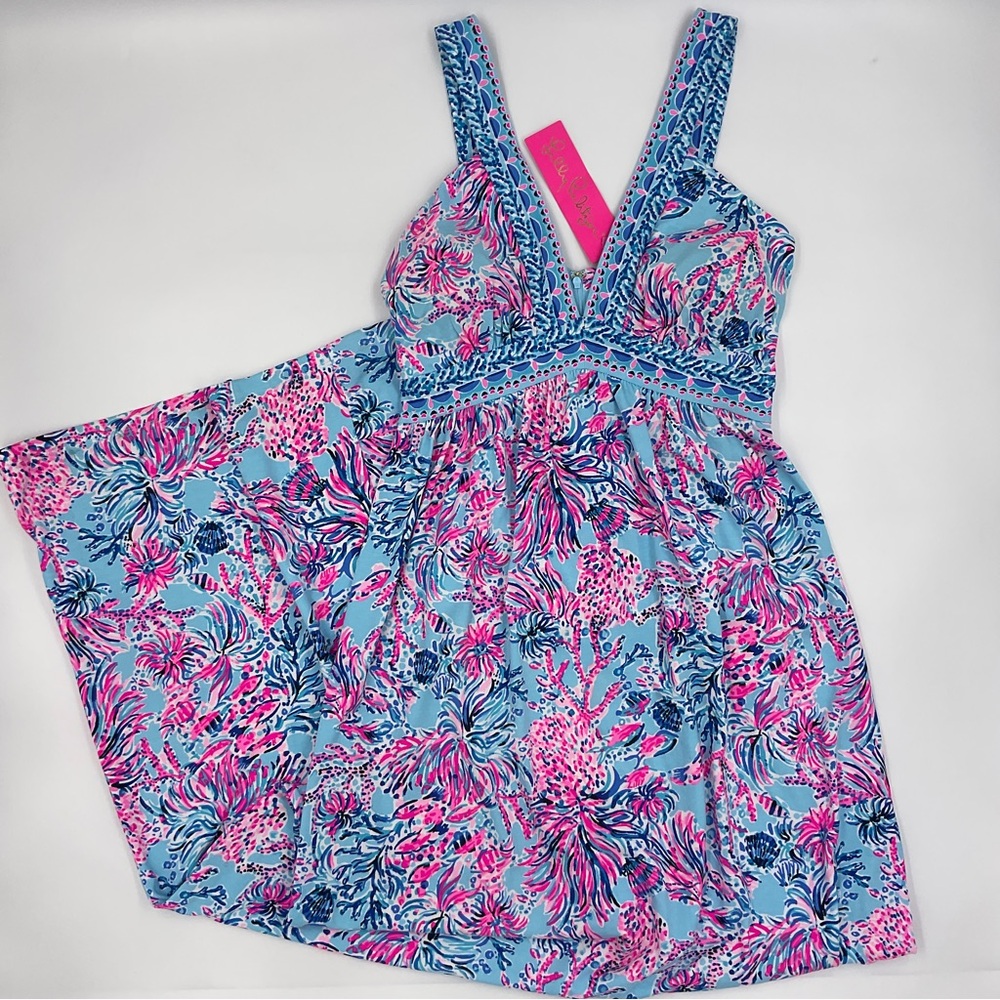 Lilly Pulitzer NWT Serena V-Neck Maxi Dress in Celestial Blue Seek and Sea 00 - Picture 5 of 16